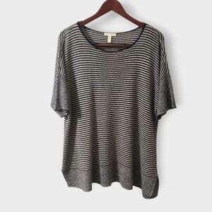 Eileen Fisher Organic Linen Oversized Striped Short Sleeve Boxy Sweater XL